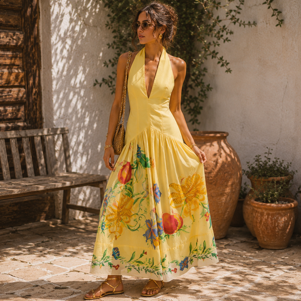 Botanical Halter Dress