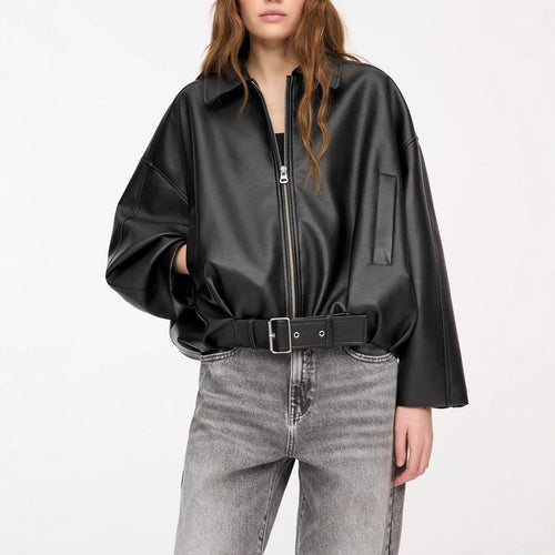 Bold Shoulder Leather Jacket