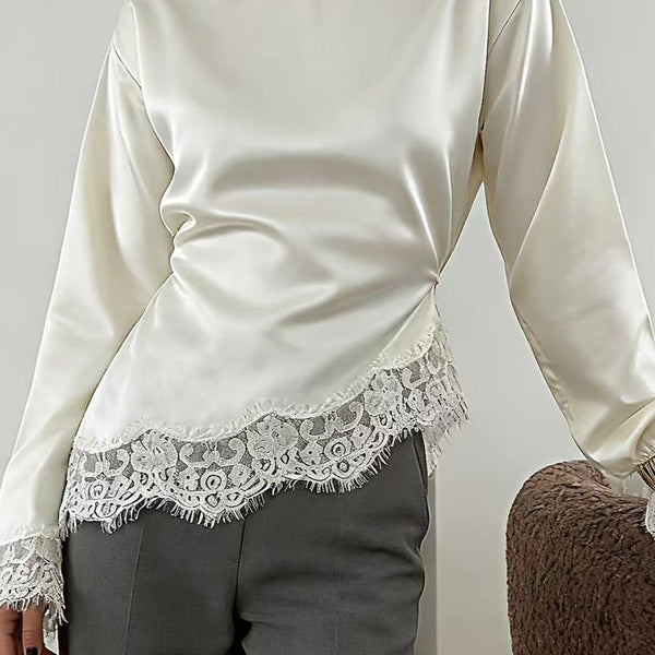 Satin Lace Hem Top