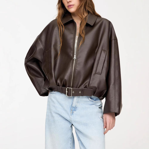 Bold Shoulder Leather Jacket