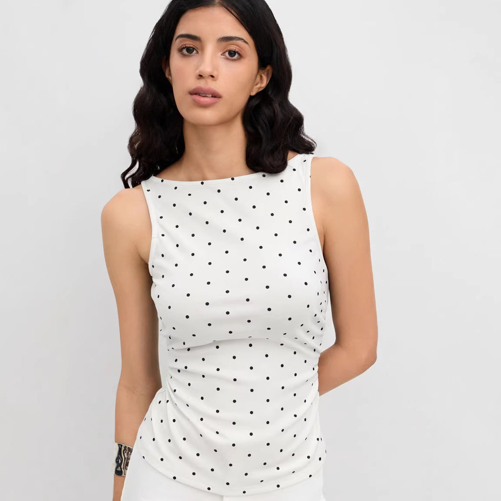 Polka Dot Ruched Tank
