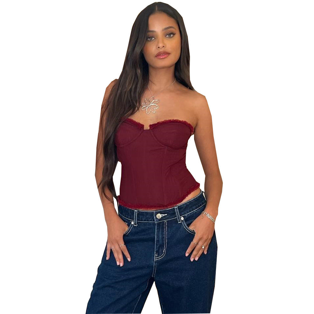 Frayed Edge Corset Top