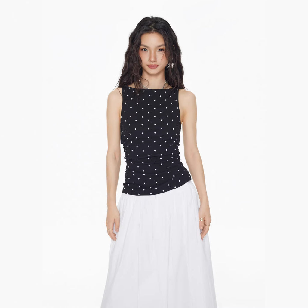 Polka Dot Ruched Tank