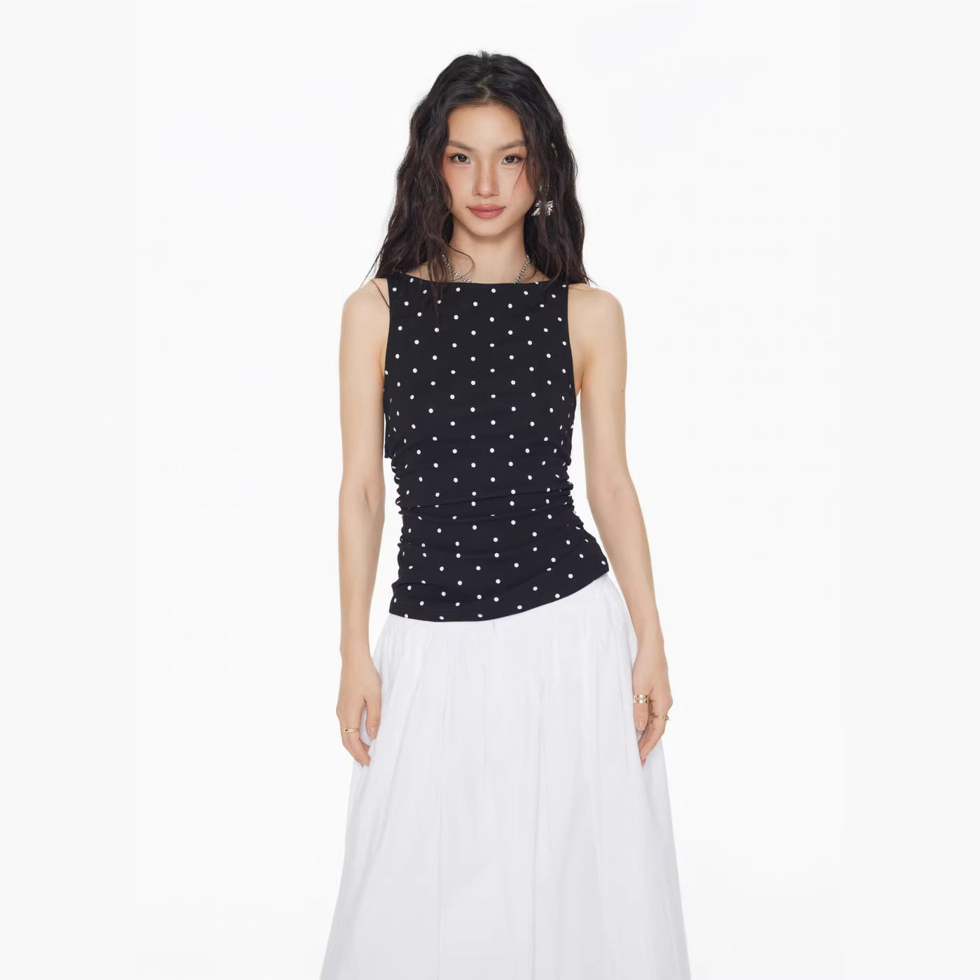 Polka Dot Ruched Tank
