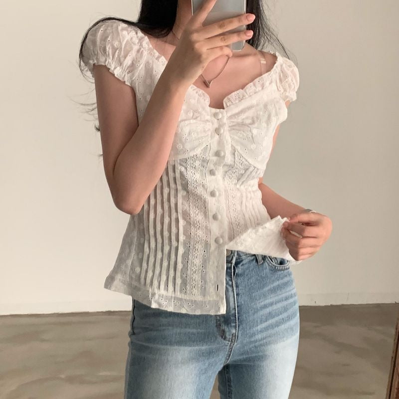 Broderie Puff Sleeve Top