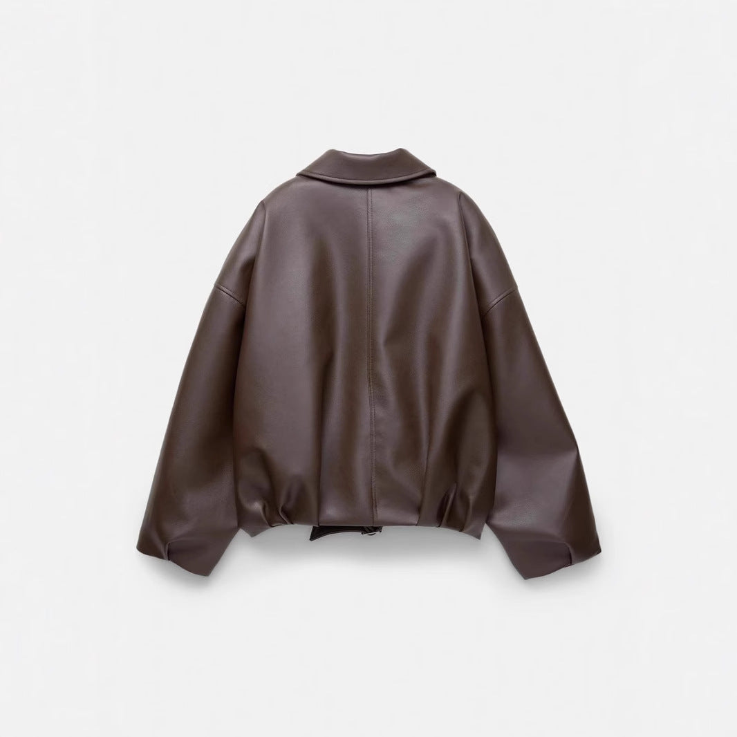 Bold Shoulder Leather Jacket