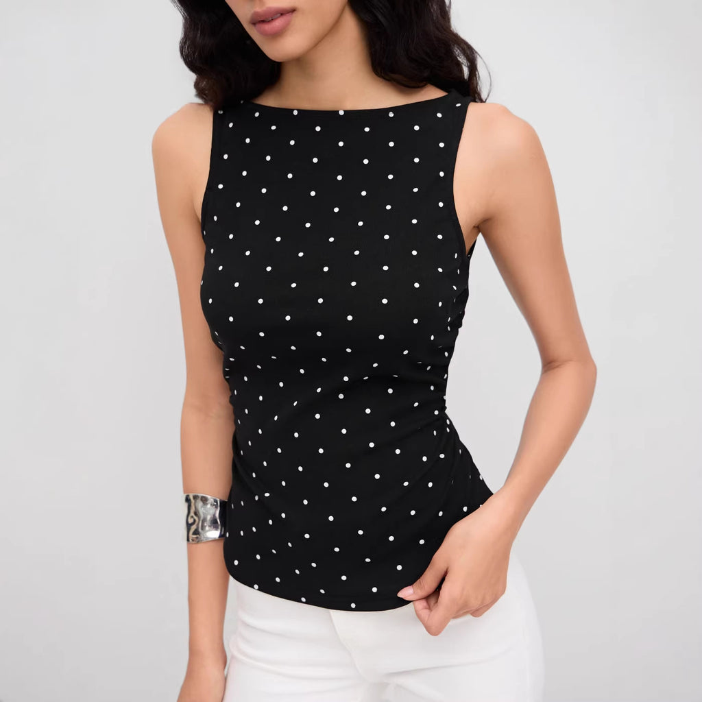 Polka Dot Ruched Tank