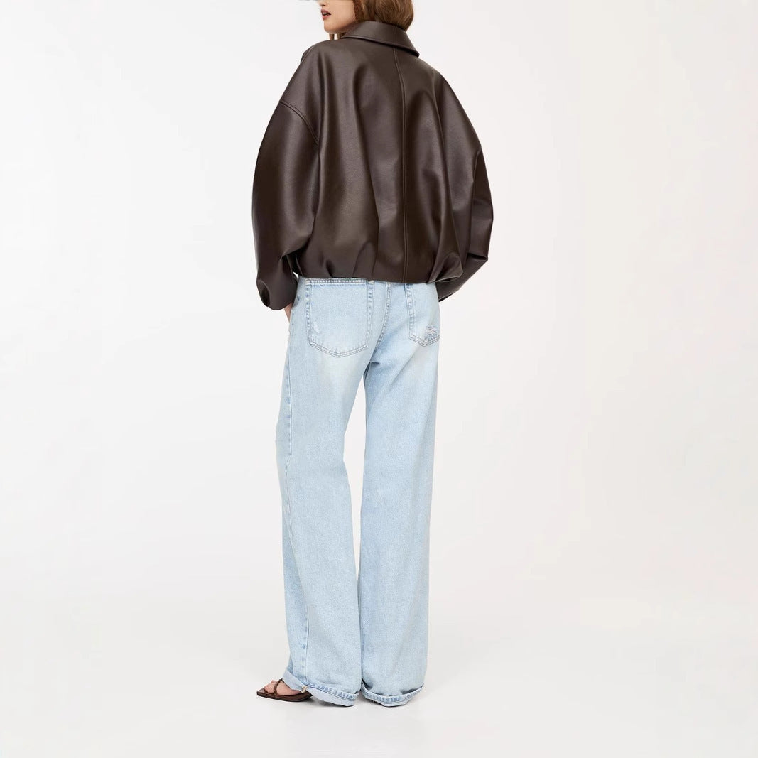 Bold Shoulder Leather Jacket