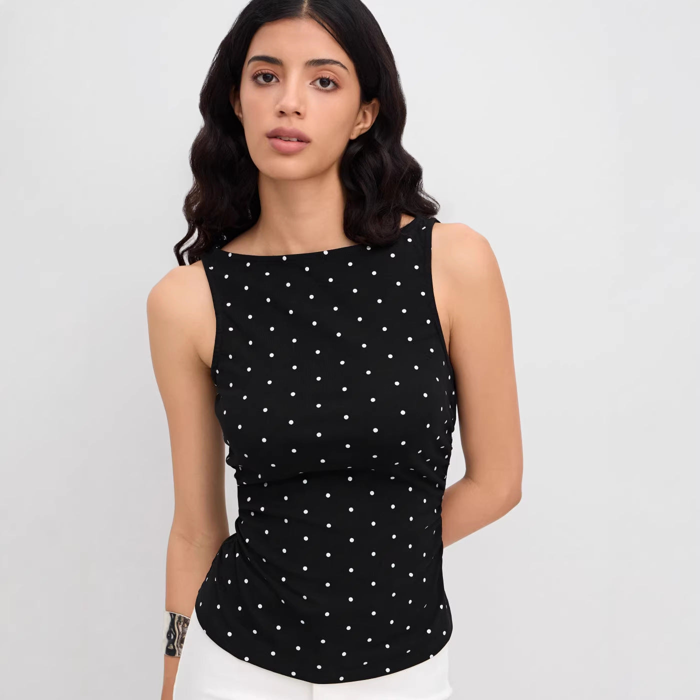 Polka Dot Ruched Tank