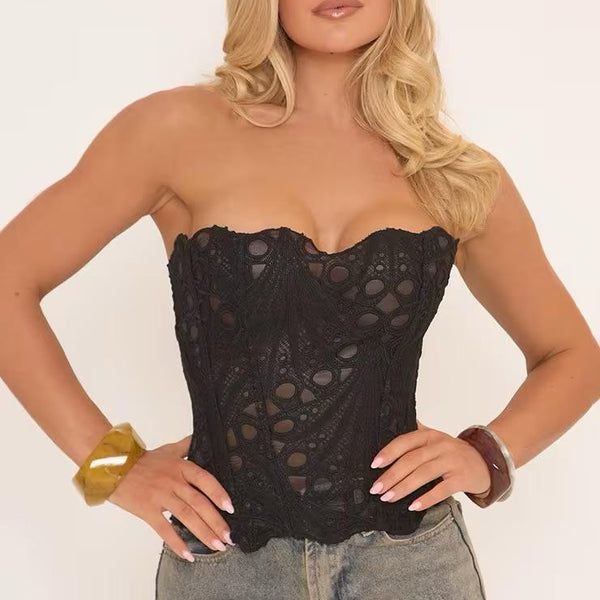 Lace Eyelet Corset Top