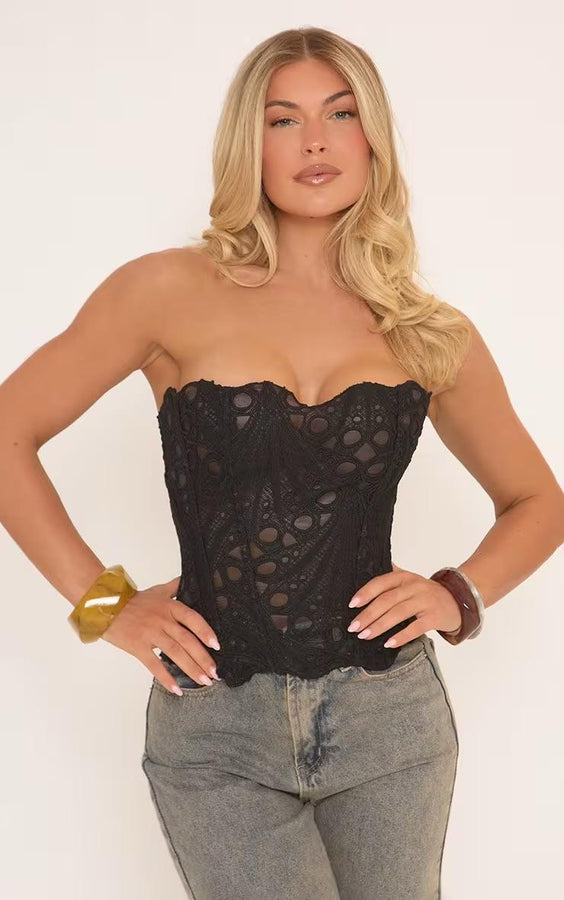 Lace Eyelet Corset Top