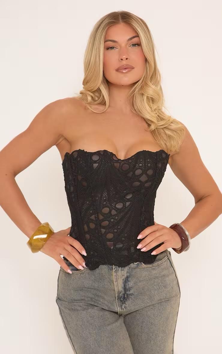 Lace Eyelet Corset Top