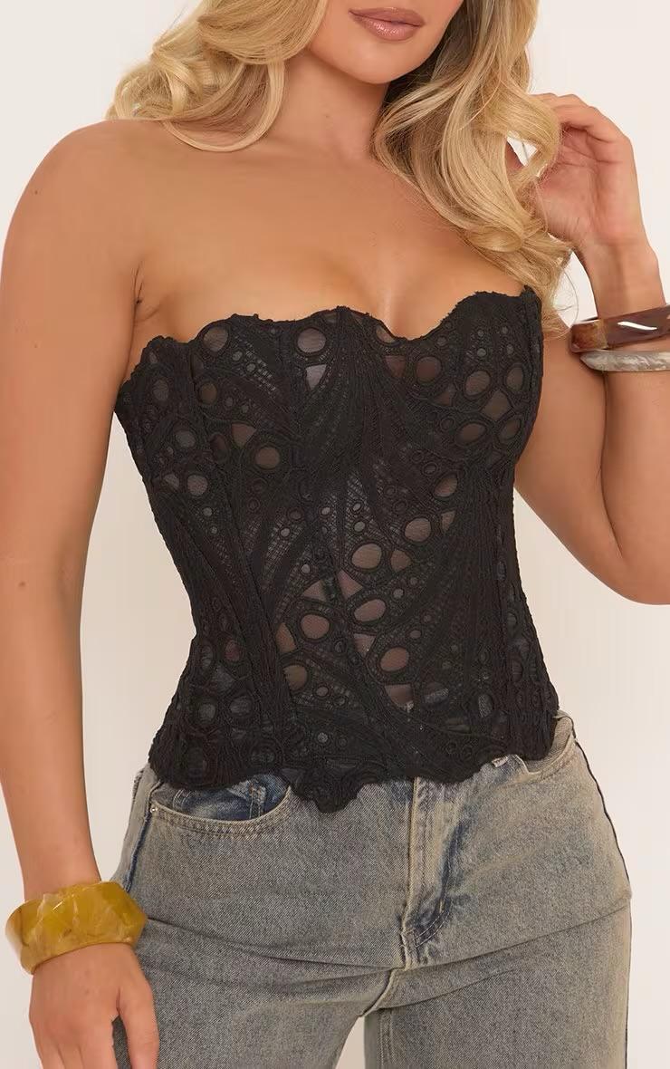 Lace Eyelet Corset Top
