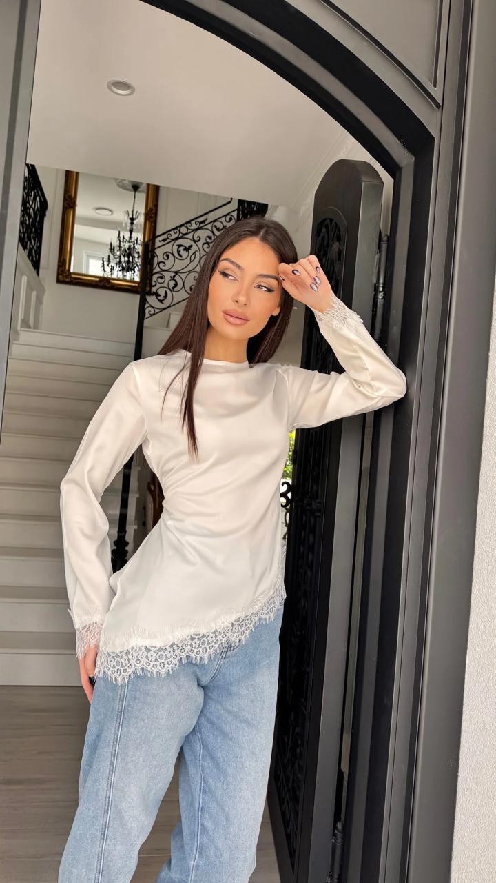 Satin Lace Hem Top
