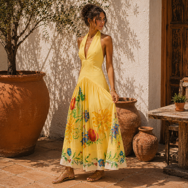 Botanical Halter Dress