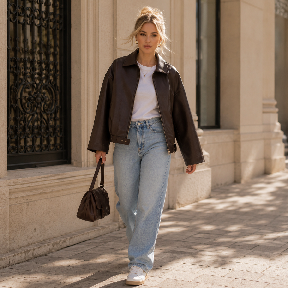 Bold Shoulder Leather Jacket