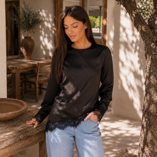 Satin Lace Hem Top