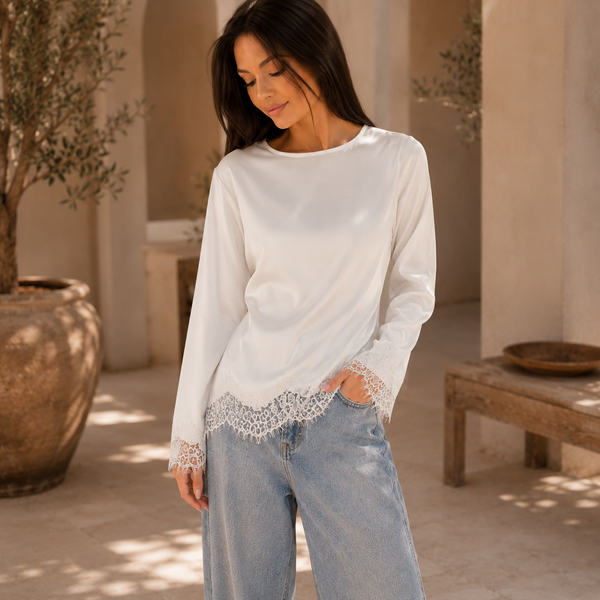 Satin Lace Hem Top