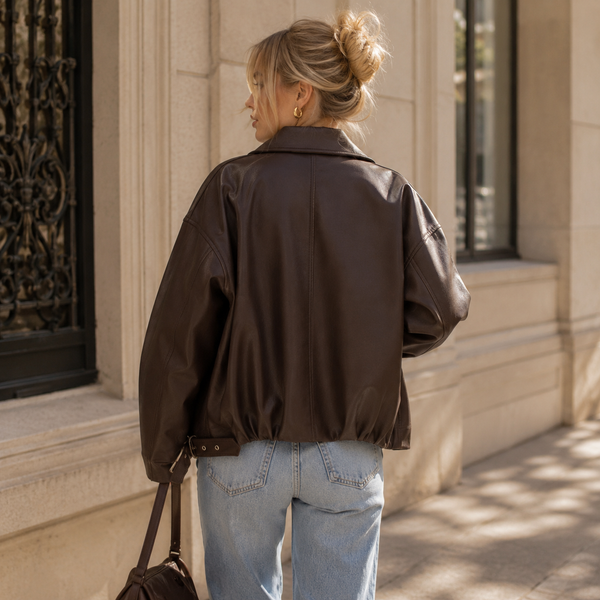 Bold Shoulder Leather Jacket